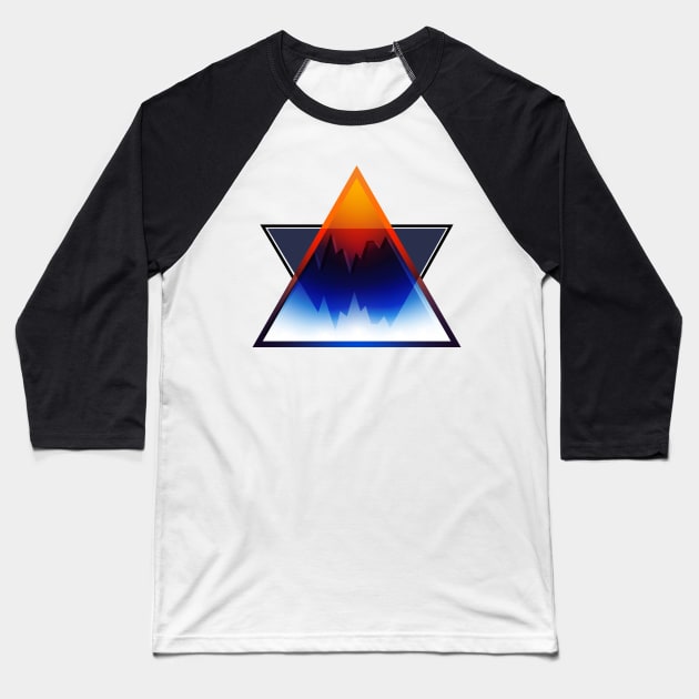 Sunset Mountain Iceberg Emblem Baseball T-Shirt by Oddoty